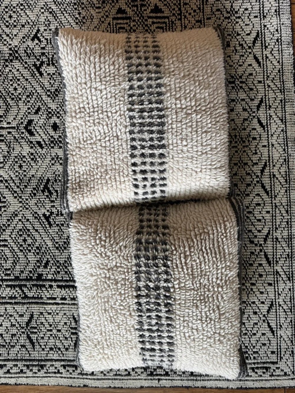 West Elm Simple Broken Stripe Shag Pillow Case Pair, 20x20, Wool and cotton